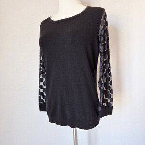 Sparrow Anthropologie Sheer Polka Dot Sleeves Sweater Cashmere Blend Black